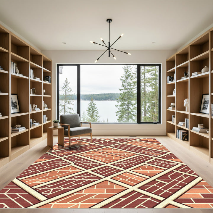 Terracotta Brickwork Lattice Rug