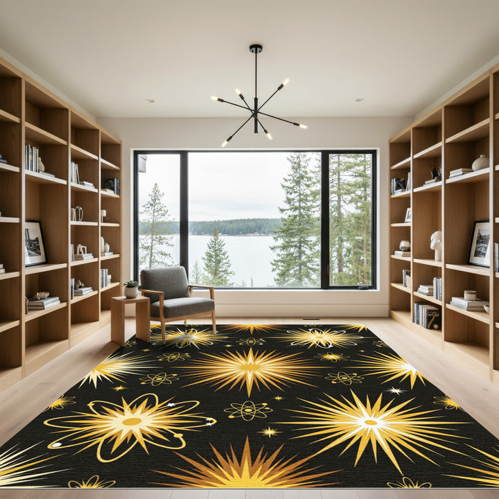 Golden Atomic Burst Radiance Rug