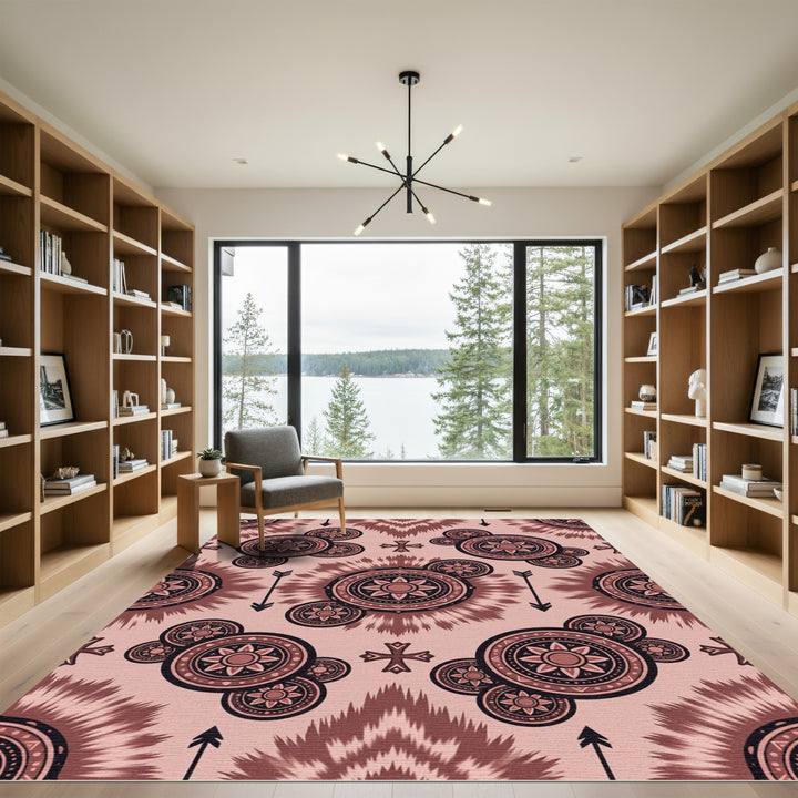 Tonal Pink Mandala Arrow Composition Rug