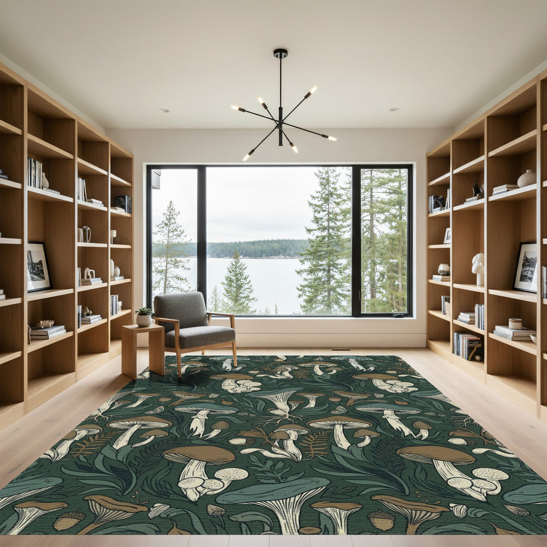 Enchanted Forest Mushroom Woodland Tapestry Rug