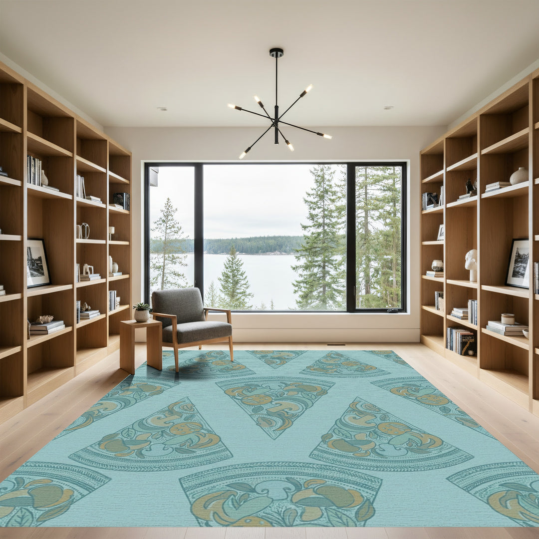 Ocean Blue Pizza Slice Arrangement Rug