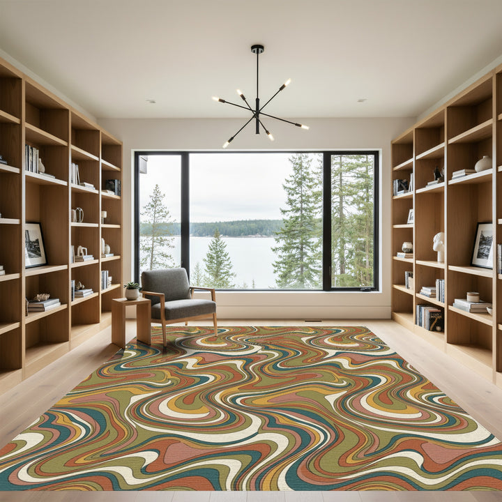 Earthy Tone Swirl Abstract Rug