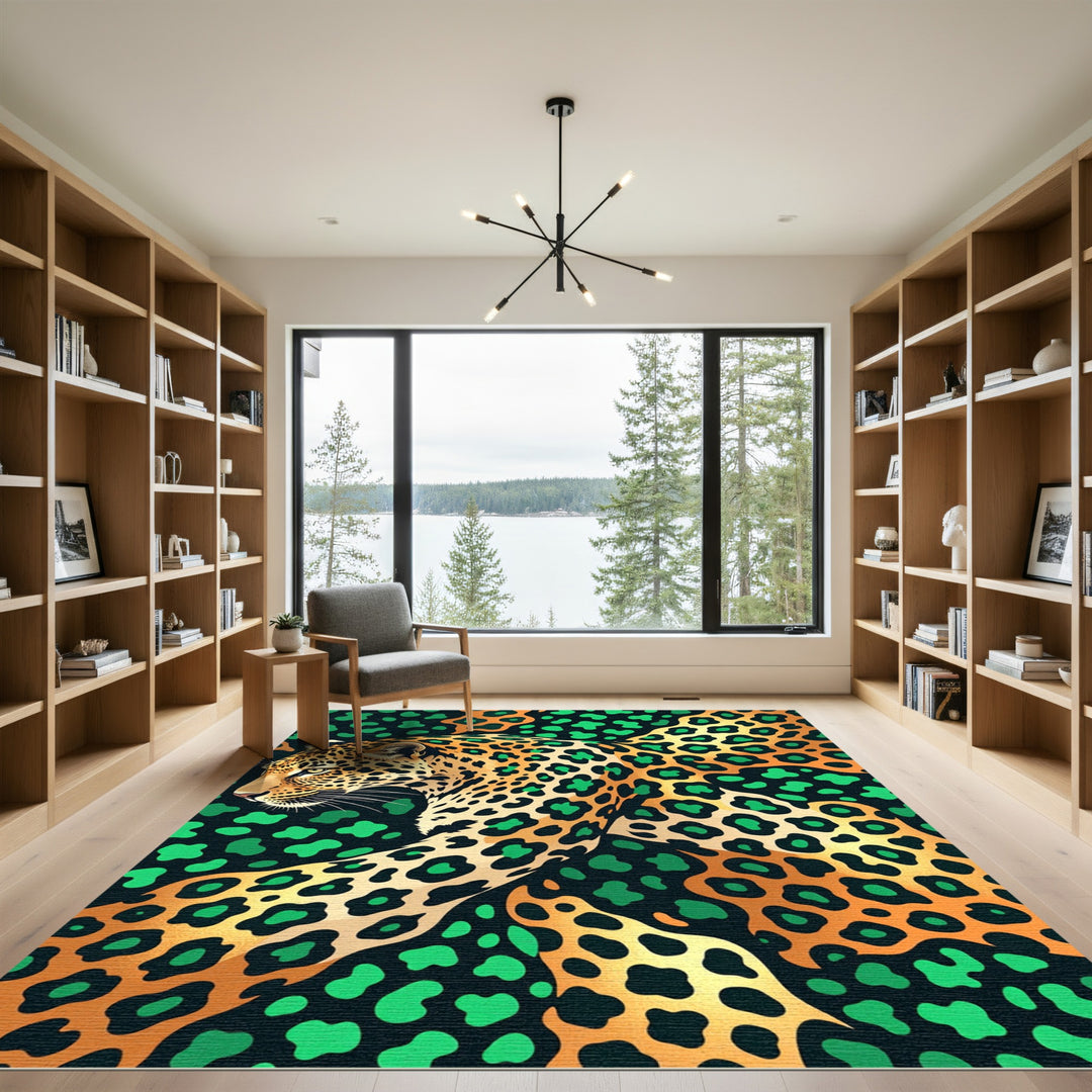 Chic Leopard Green Spots Rug