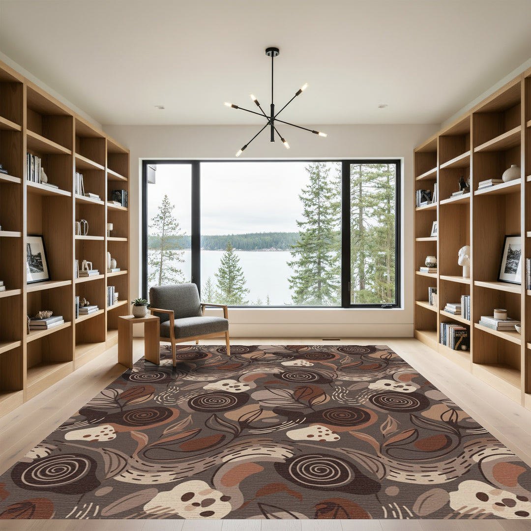 Warm Earthy Tone Organic Swirl Rug