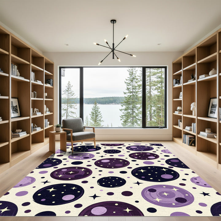 Celestial Purple Starry Planets Rug