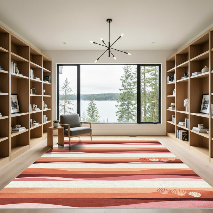 Terracotta Sand Dune Seashell Waves Rug