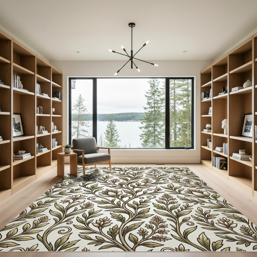 Vintage Botanical Floral Vine Rug