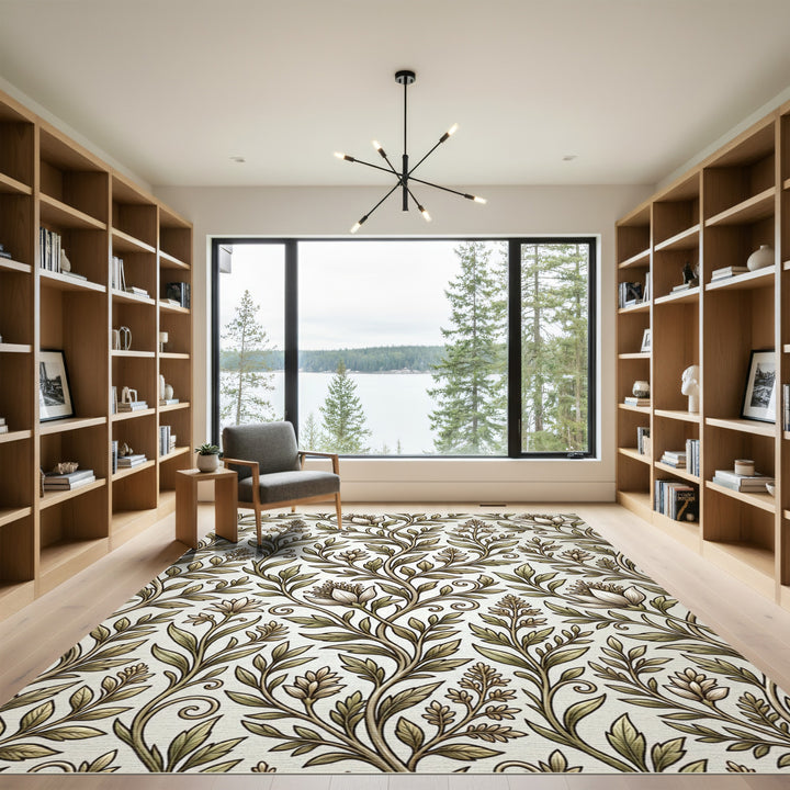 Vintage Botanical Floral Vine Rug