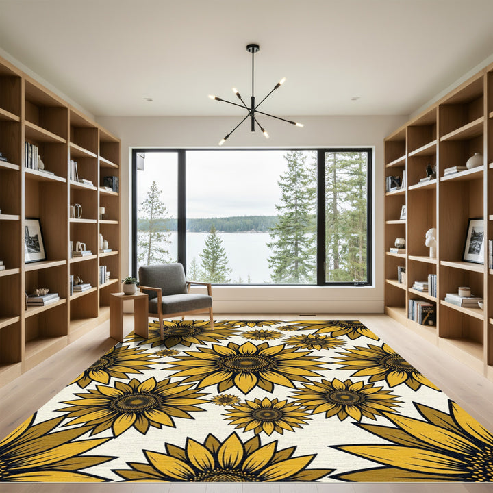 Yellow Golden Sunflower Garden Rug