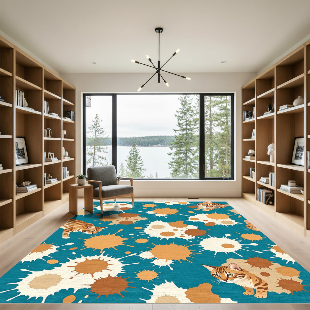 Orange White Splatter Bengal Cat Rug