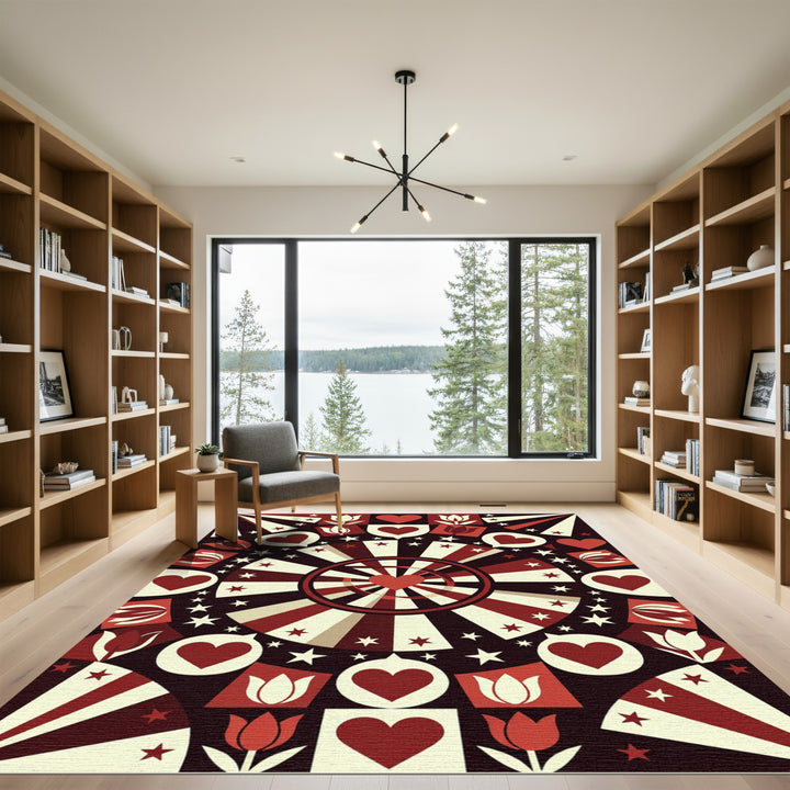 Vibrant Heart Tulip Sunburst Rug