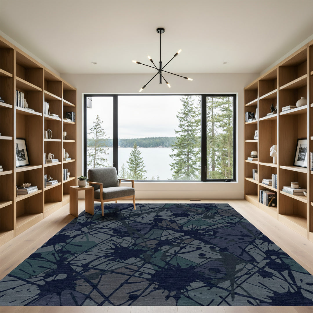 Dark Splattered Abstract Splatter Art Rug