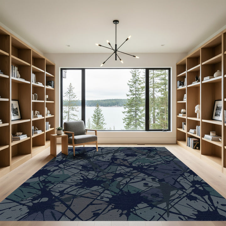 Dark Splattered Abstract Splatter Art Rug