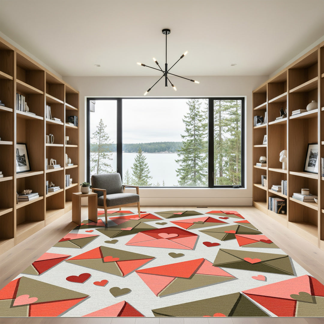 Envelopes Blush Coral Hearts Rug