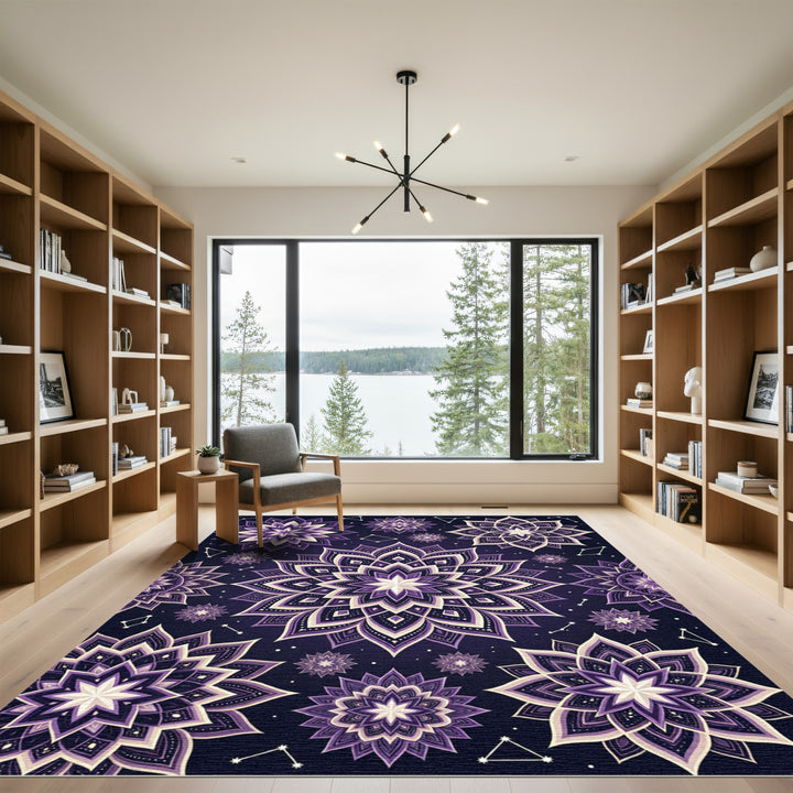Amethyst Galaxy Mandala Swirls Rug