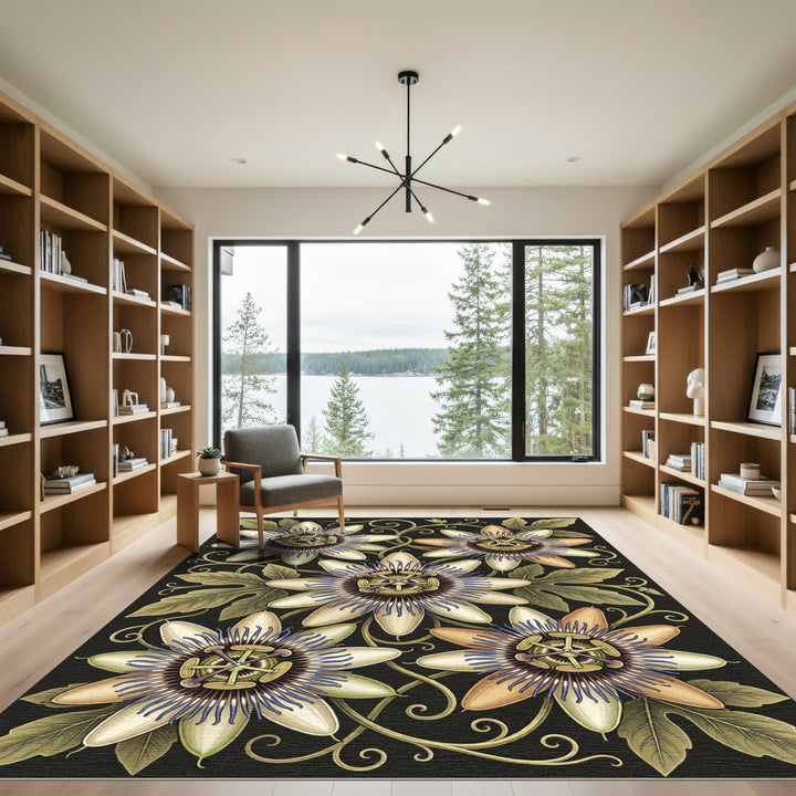 Art Nouveau Passion Flower Elegance Rug