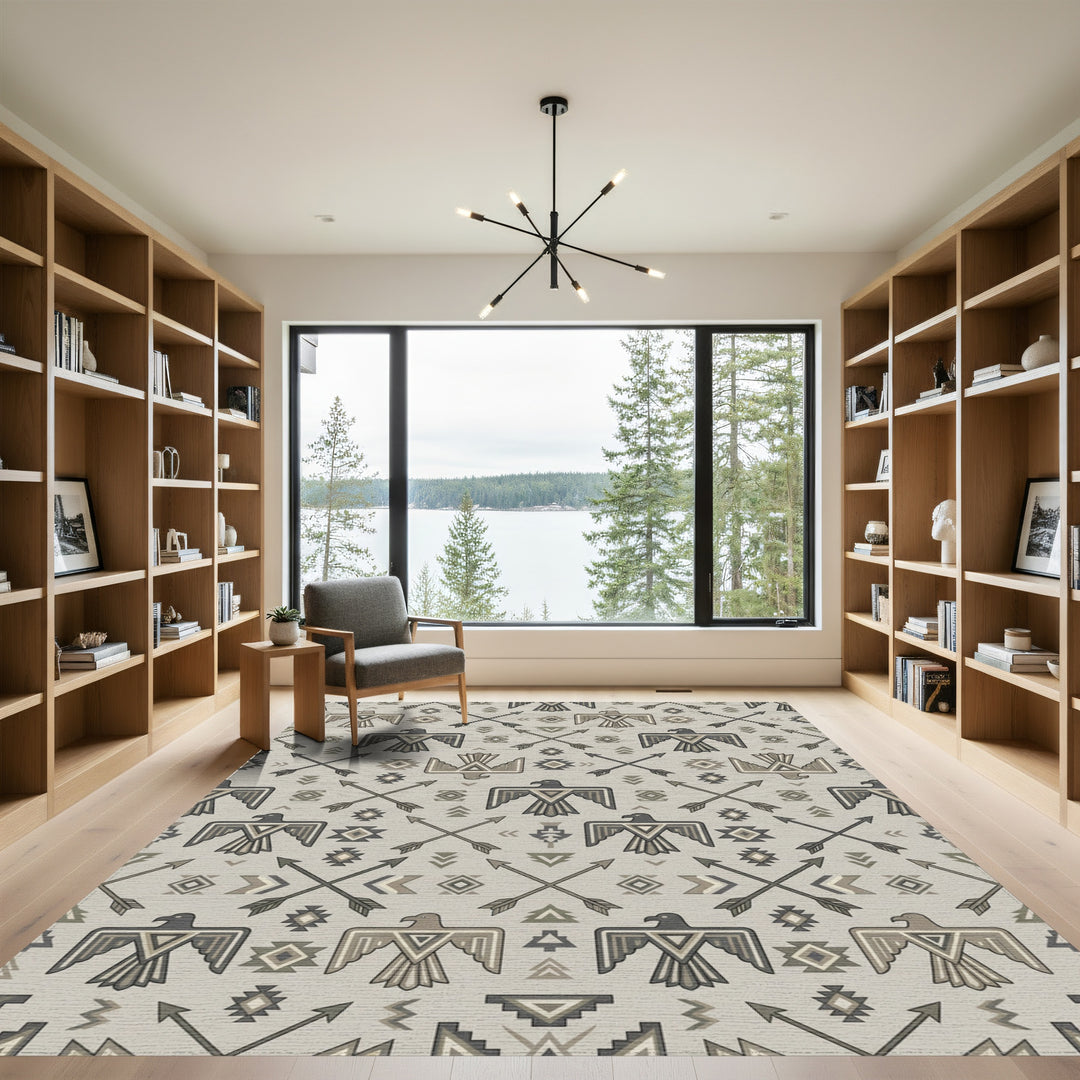 Thunderbird Arrows Neutral Earth Tones Rug