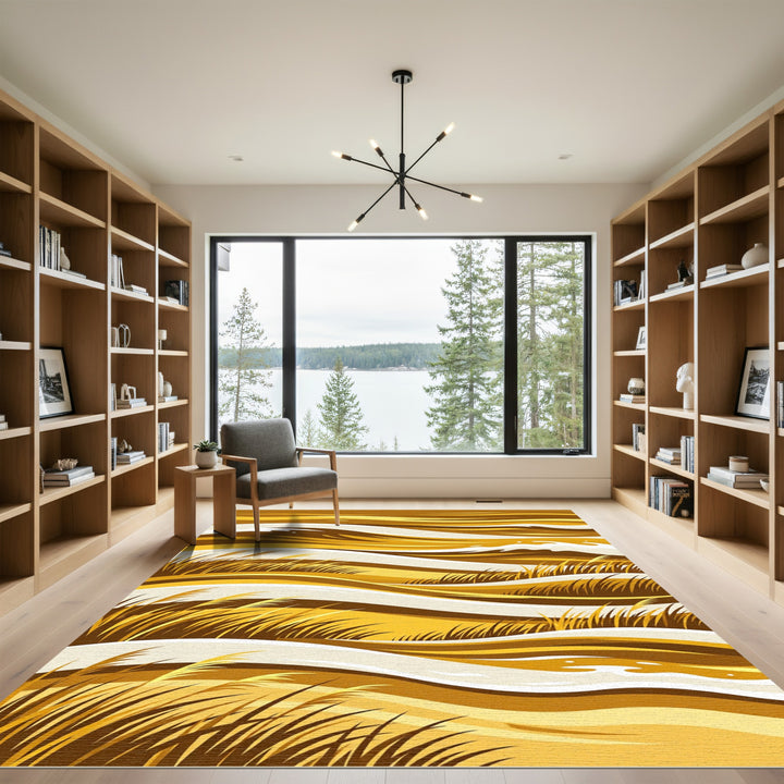 Golden Abstract Wheat Field Rug