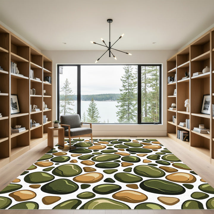 Earthy Smooth Stone Mosaic Collection Rug