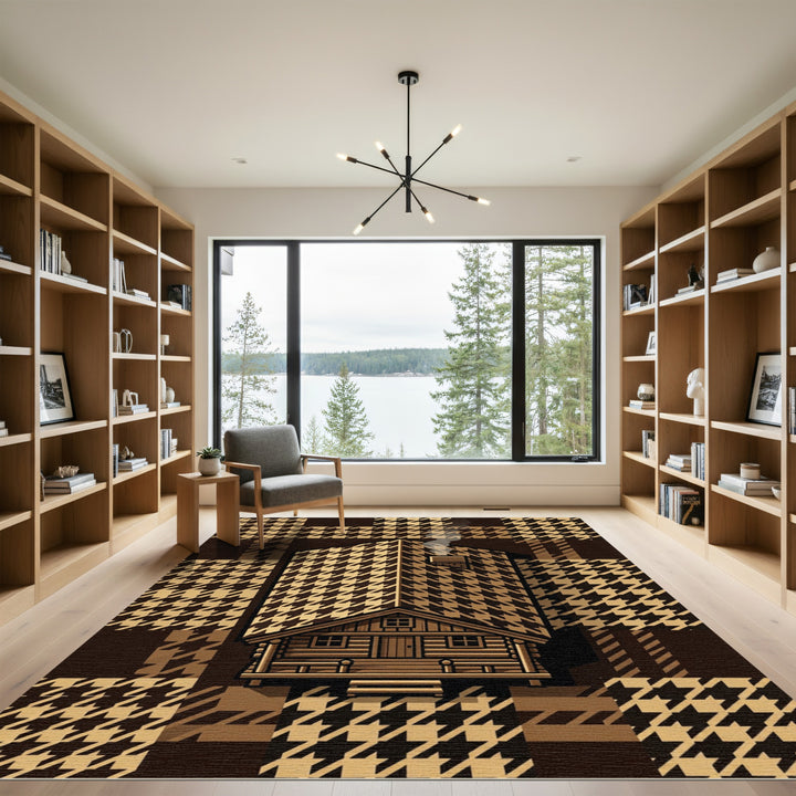 Cozy Houndstooth Cabin Smoke Rug