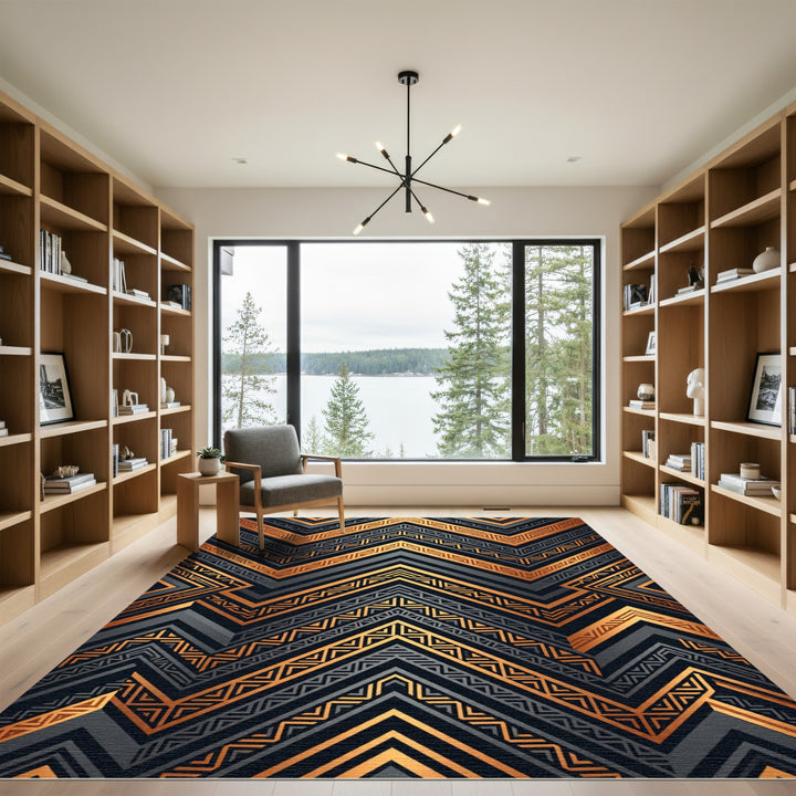 Geometric Zigzag Copper Gray Rug