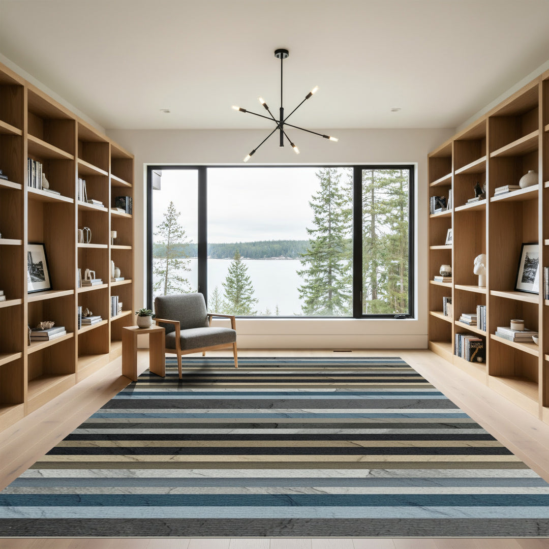 Modern Abstract Horizontal Stripe Rug
