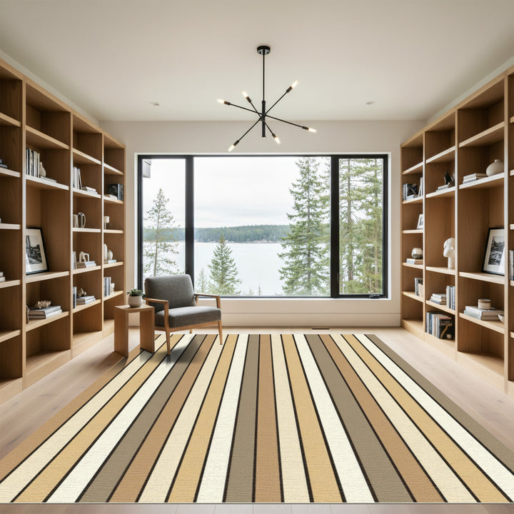 Neutral Earth Tone Vertical Stripe Rug