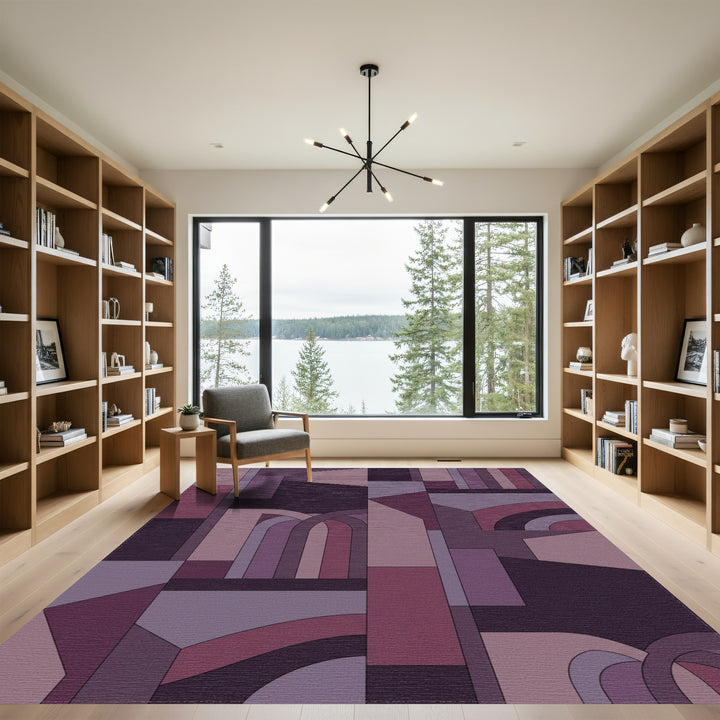 Geometric Arch Abstract Purple Rug
