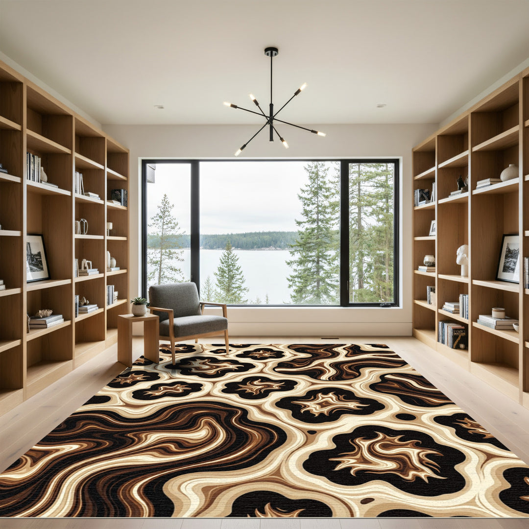 Brown Marble Agate Swirl Rug