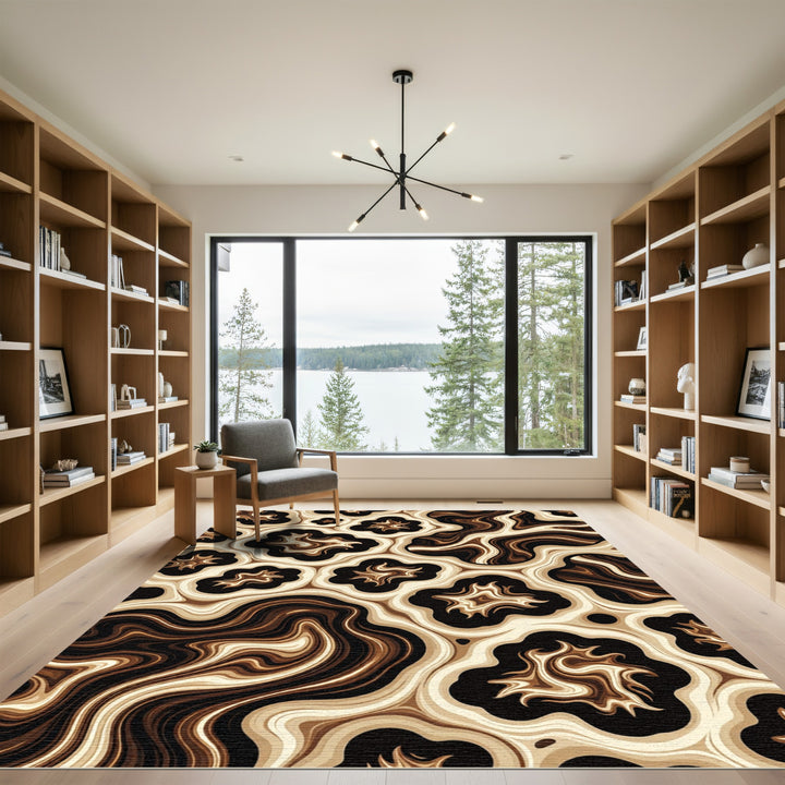 Brown Marble Agate Swirl Rug