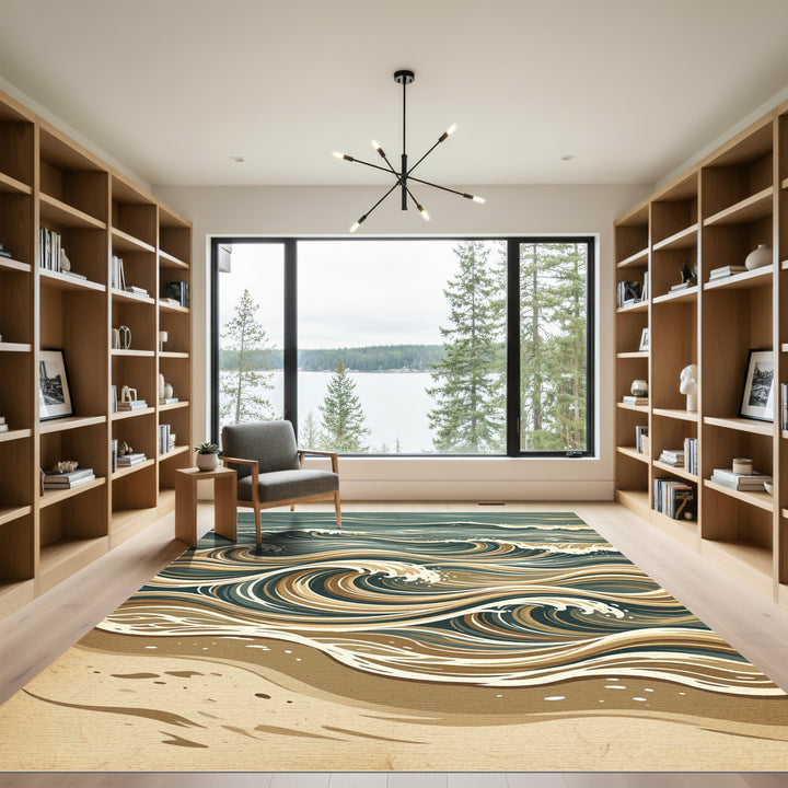 Ocean Waves In Sepia Tones Rug