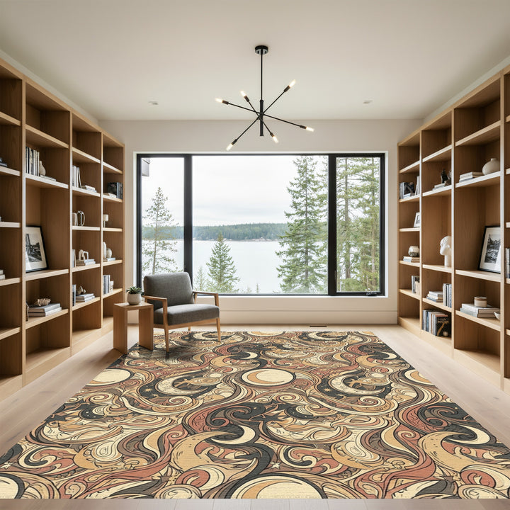 Nautical Celestial Swirls Moon Stars Rug