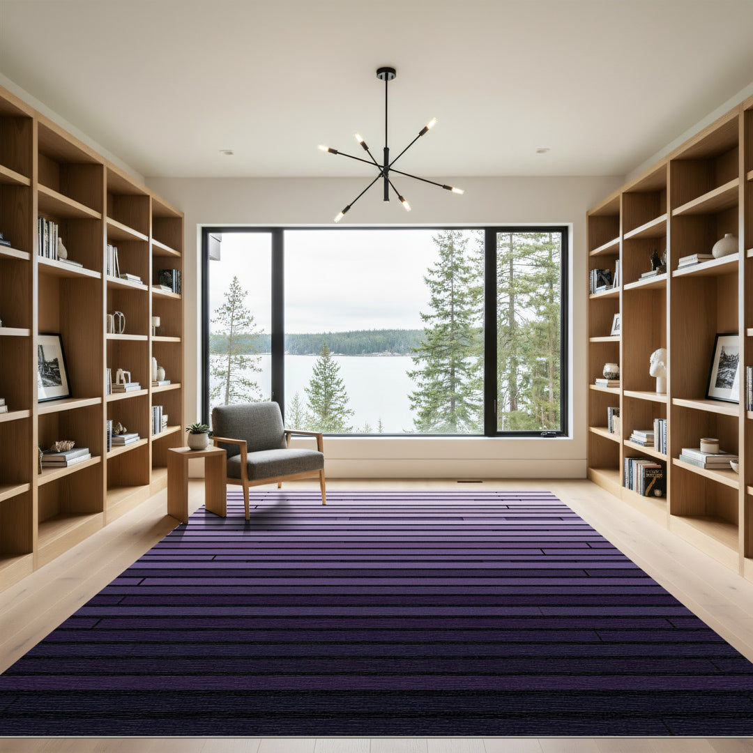 Gradient Purple Modern Horizontal Lines Rug