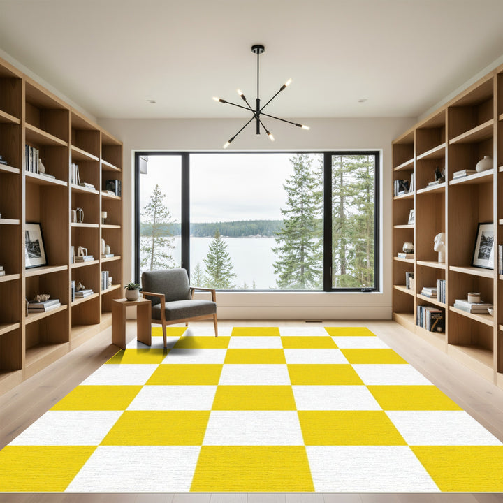 Jazzy Yellow Squares Area Rug