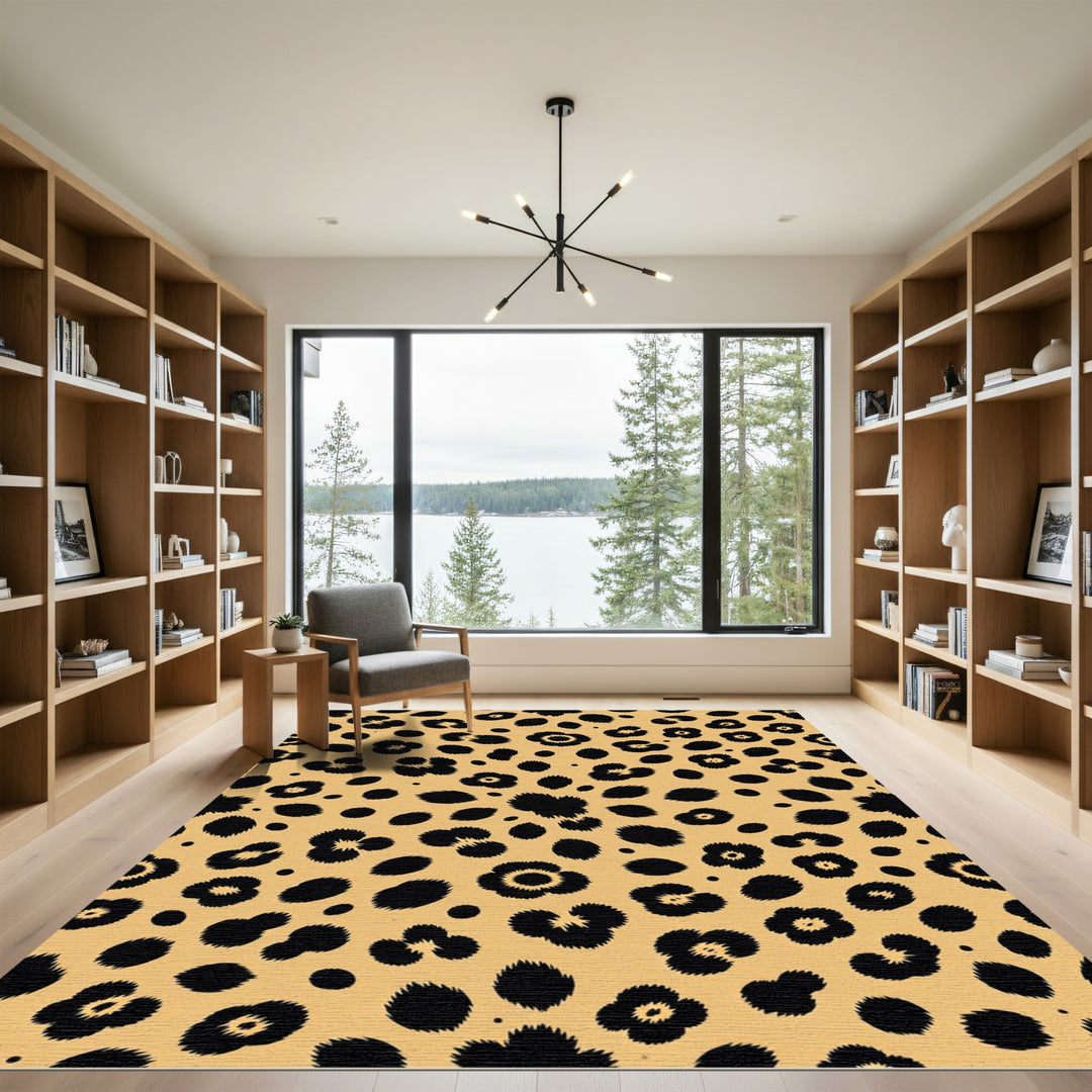 Exotic Black Leopard Spots Rug