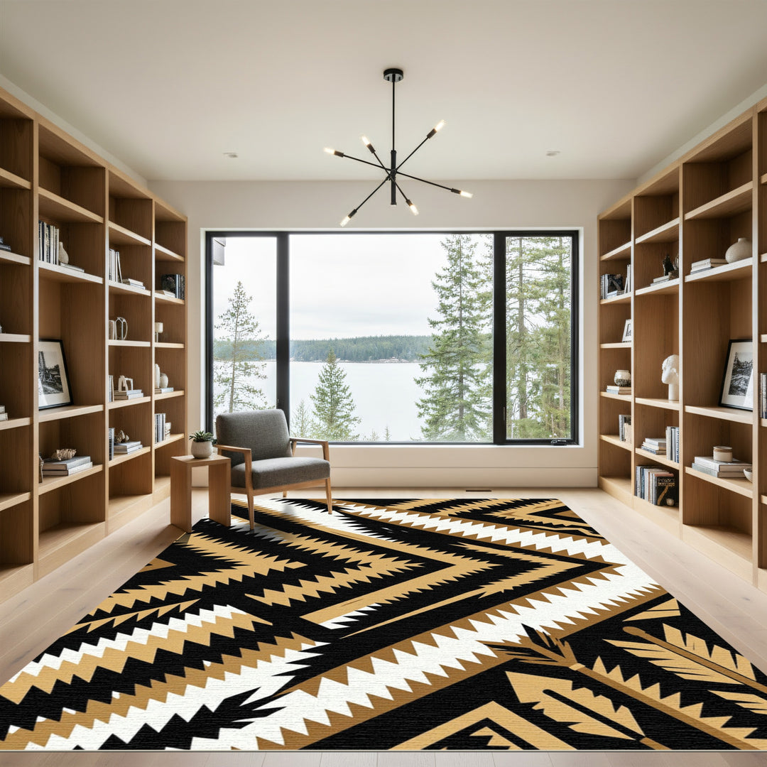 Bold Gold Navajo Arrow Zigzag Rug