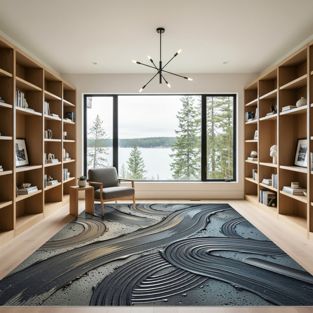 Metallic Abstract Swirl Rug