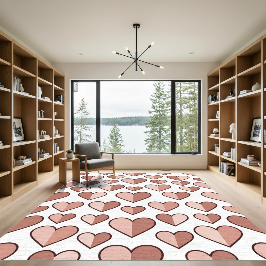 Sophisticated Pink Heart Contemporary Weave Rug