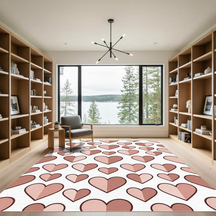 Sophisticated Pink Heart Contemporary Weave Rug
