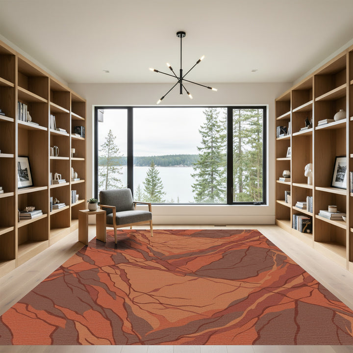 Terracotta Stone Veined Abstract Rug