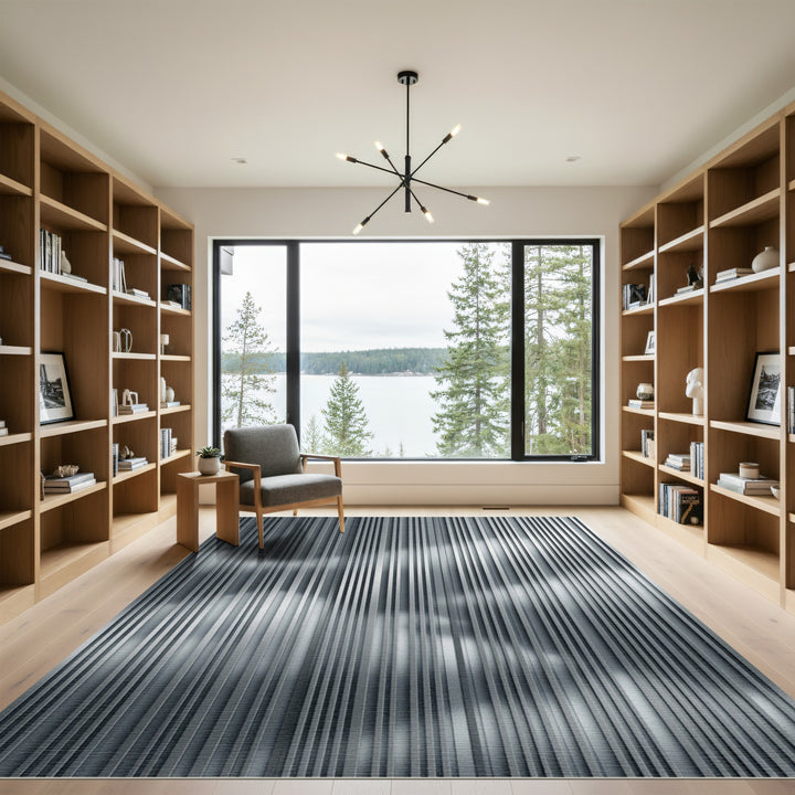 Shimmering Vertical Lines Abstract Rug