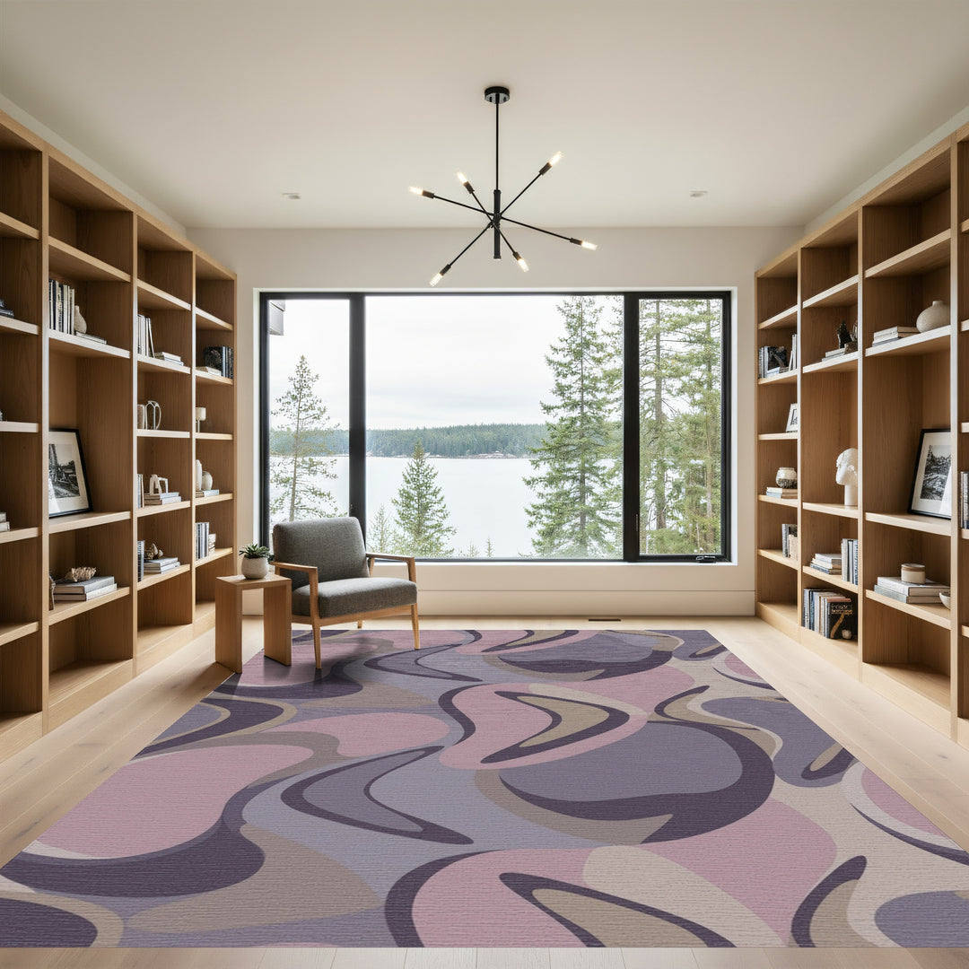 Soft Amethyst Abstract Swirl Rug