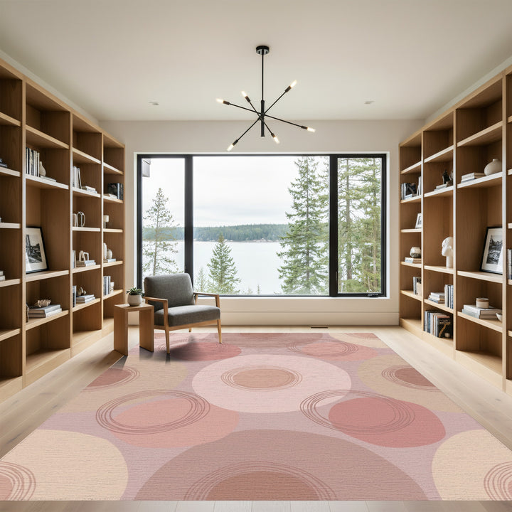 Blush Pink Organic Concentric Circles Rug