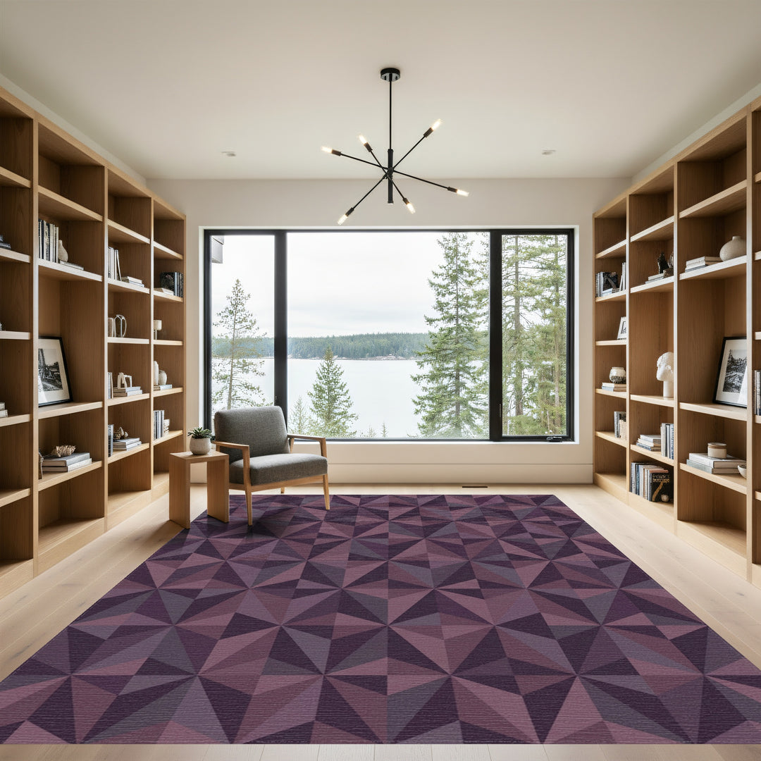 Deep Plum Geometric Starburst Rug