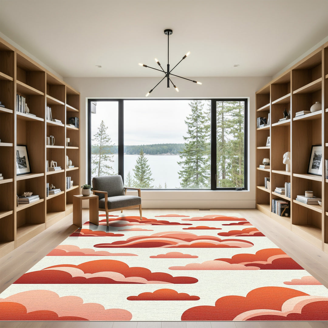 Warm Orange Cloudscape Abstract Rug