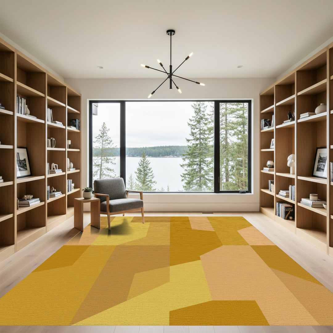 Amber Geometric Interlocking Blocks Rug