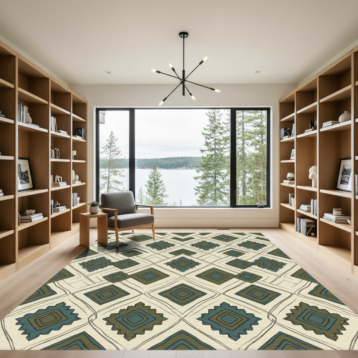 Earth Tones Diamond Geometric Rug