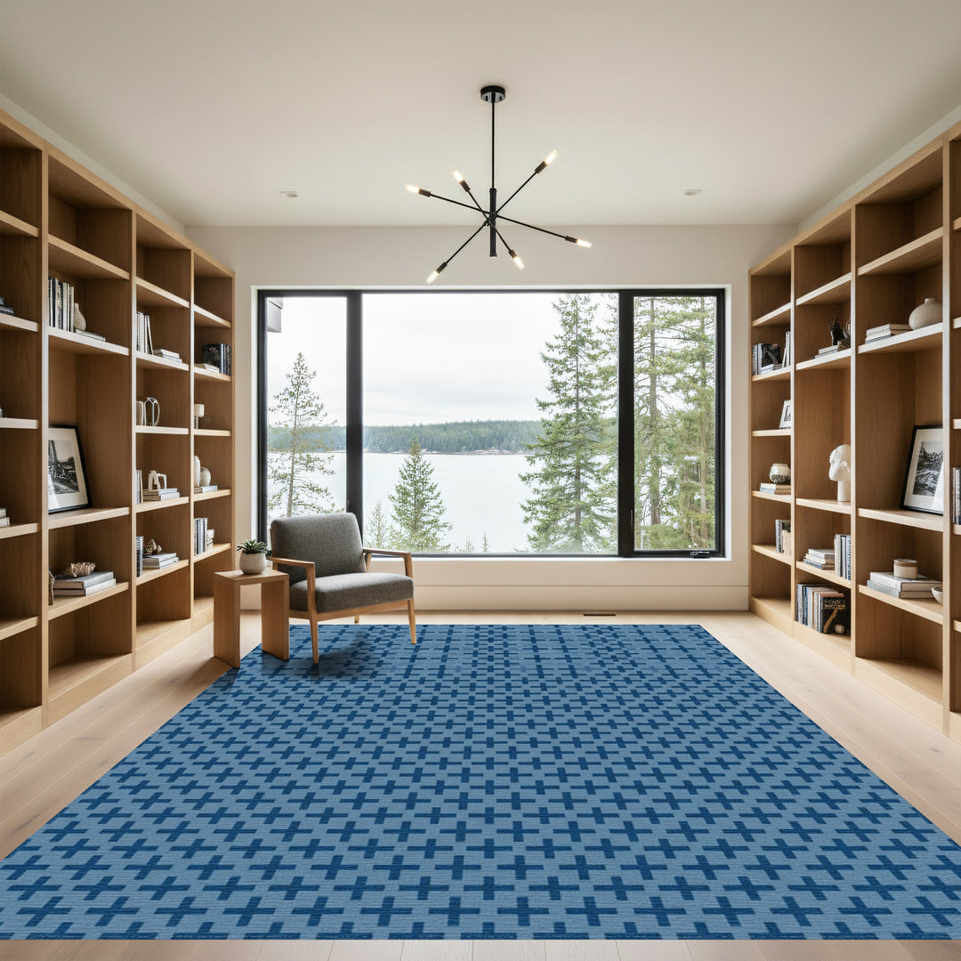 Indigo Blue Plus Grid Rug