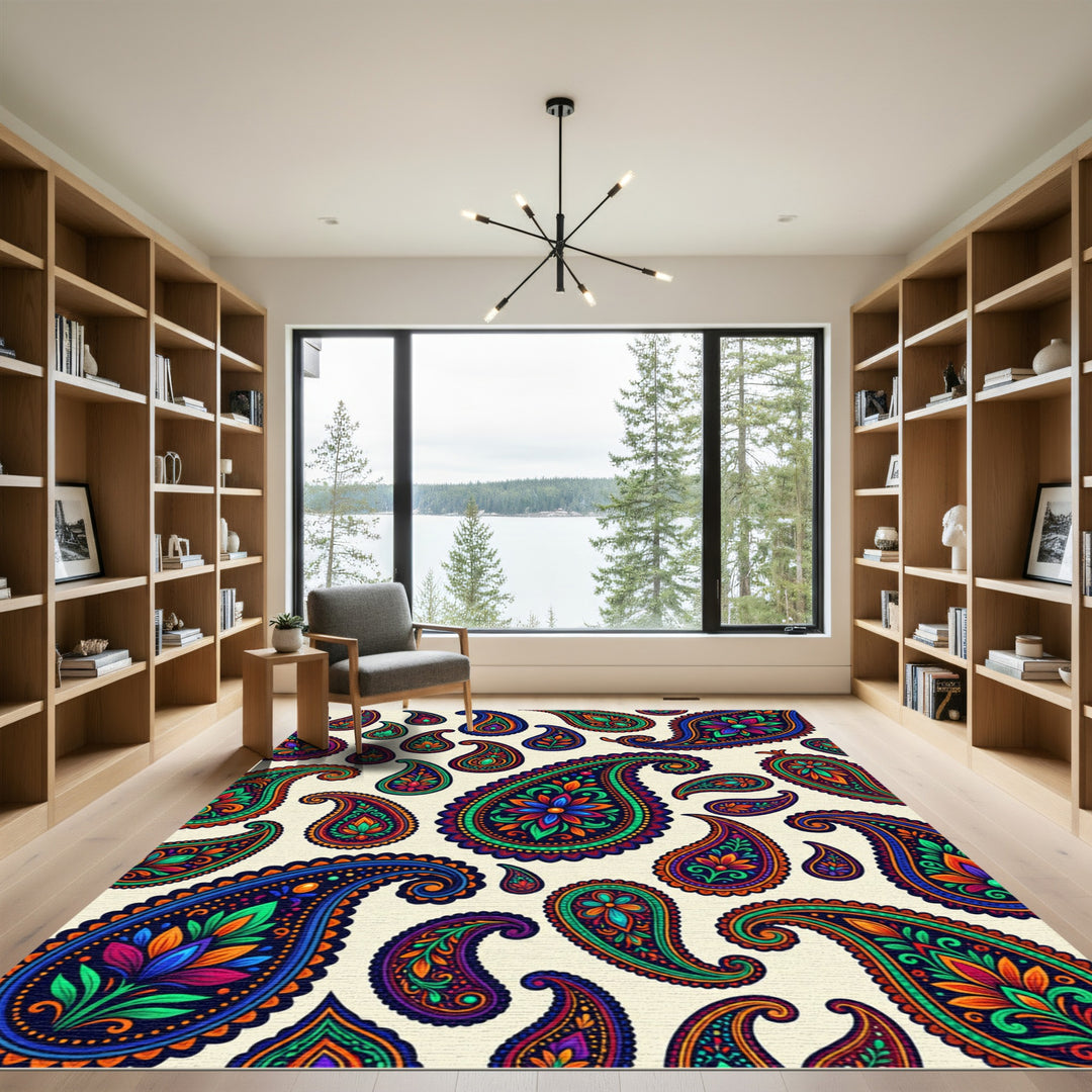 Vibrant Bold Paisley Drop Motif Rug
