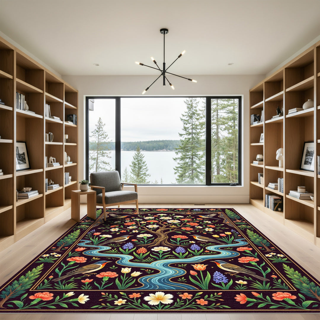 Bird and Tree Of Life Floral Rug